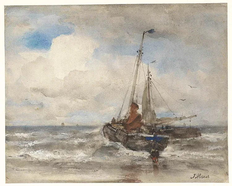 Zwei Fischerboote am Strand - 1847