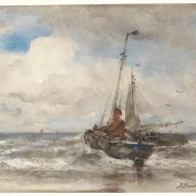 Zwei Fischerboote am Strand - 1847