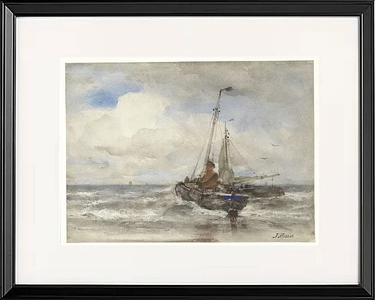 Zwei Fischerboote am Strand - 1847