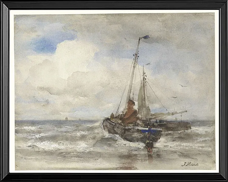 Zwei Fischerboote am Strand - 1847