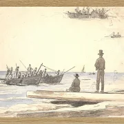 Zwei Fischerboote fahren zum Strand von Skagen – 1846