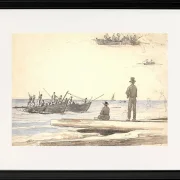 Zwei Fischerboote fahren zum Strand von Skagen – 1846