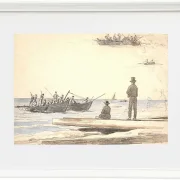 Zwei Fischerboote fahren zum Strand von Skagen – 1846