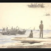 Zwei Fischerboote fahren zum Strand von Skagen – 1846