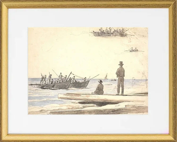 Zwei Fischerboote fahren zum Strand von Skagen – 1846