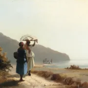 Zwei Frauen unterhalten sich am Meer, St. Thomas - 1856
