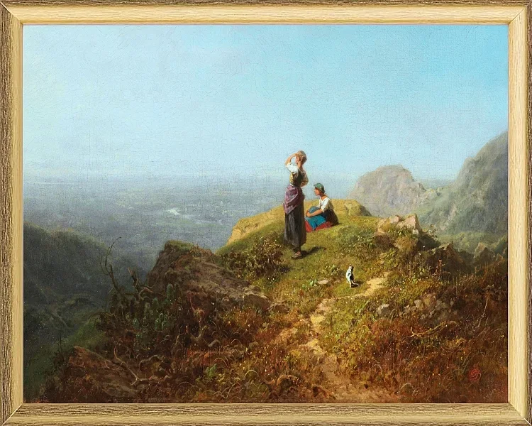 Zwei Mädchen auf einer Alp - 1860