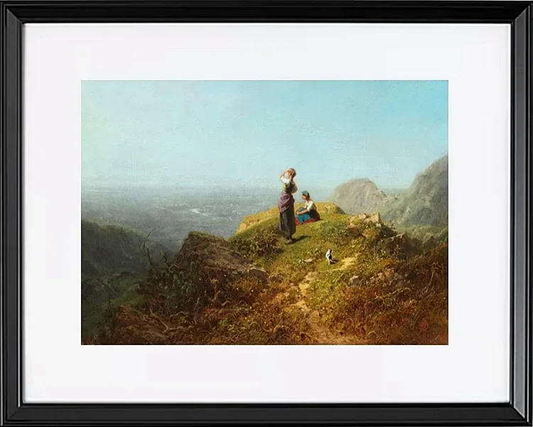 Zwei Mädchen auf einer Alp - 1860