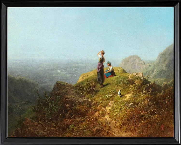 Zwei Mädchen auf einer Alp - 1860