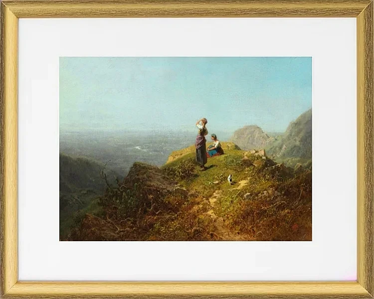 Zwei Mädchen auf einer Alp - 1860