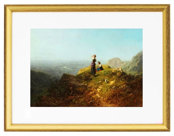 Two girls on an alp - 1860