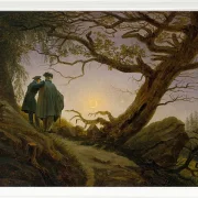 Zwei Männer betrachten den Mond  - 1825