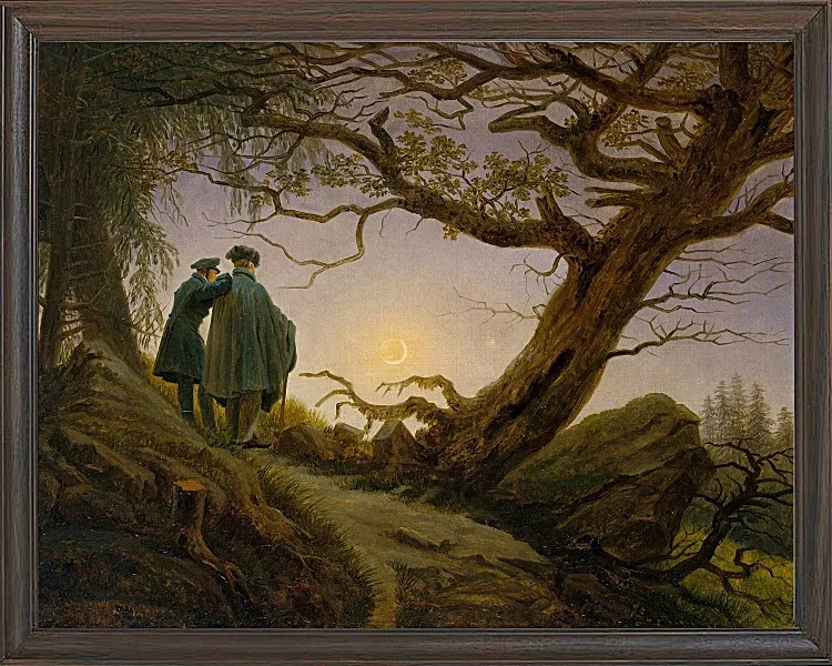 Zwei Männer betrachten den Mond  - 1825