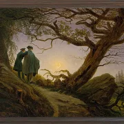 Zwei Männer betrachten den Mond  - 1825