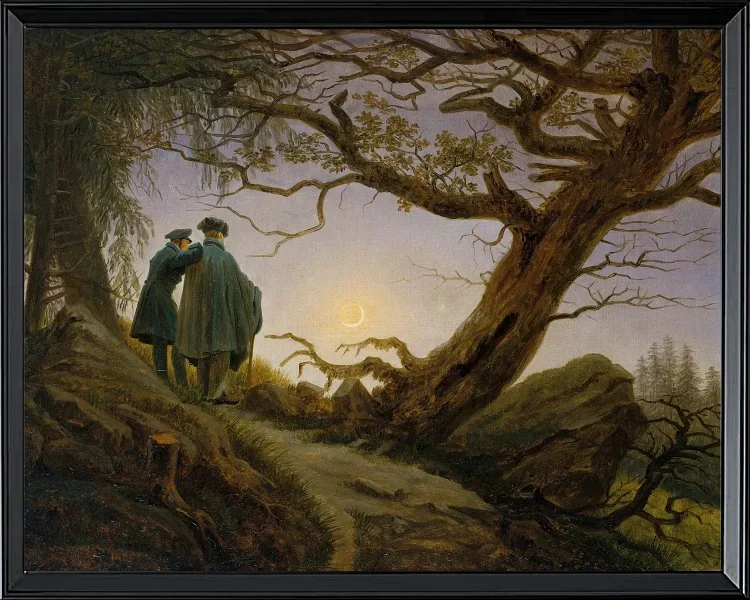 Zwei Männer betrachten den Mond  - 1825