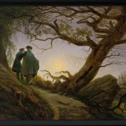 Zwei Männer betrachten den Mond  - 1825
