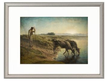 Farmer watering his cows on the banks of the Allier River - 1868
