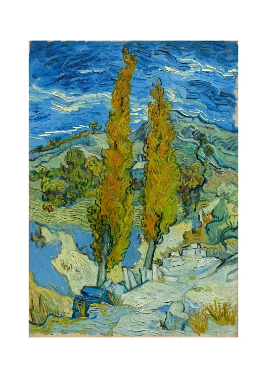Vincent van Gogh - To popler i Alpilles n&aelig;r Saint-R&eacute;my