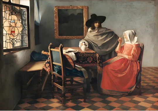 Johannes Vermeer - Herr und Dame beim Wein
