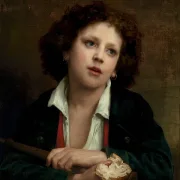 Italienisches Kind hält eine Brotkruste - 1874