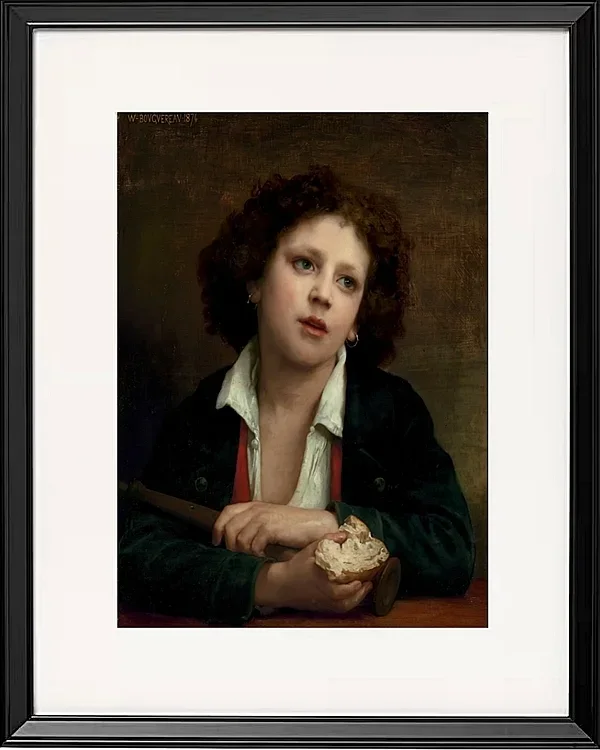 Italienisches Kind hält eine Brotkruste - 1874