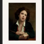 Italienisches Kind hält eine Brotkruste - 1874