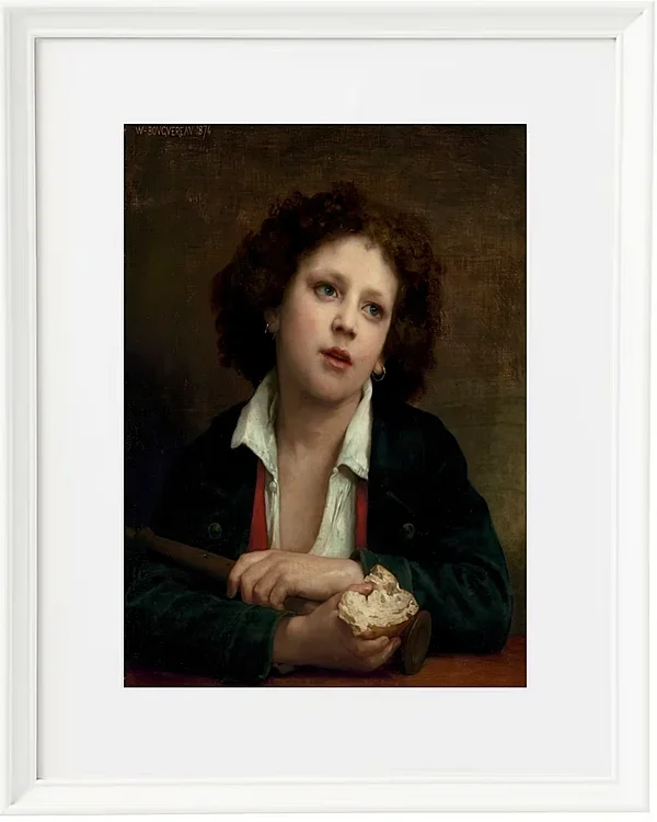 Italienisches Kind hält eine Brotkruste - 1874