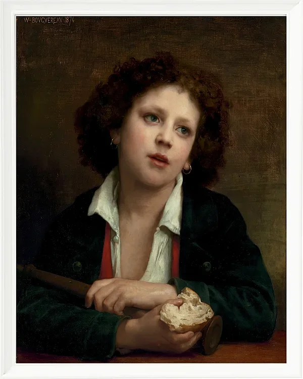 Italienisches Kind hält eine Brotkruste - 1874