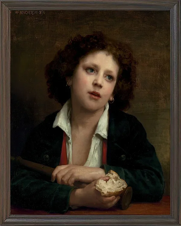 Italienisches Kind hält eine Brotkruste - 1874