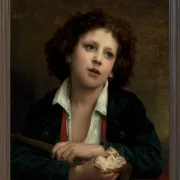 Italienisches Kind hält eine Brotkruste - 1874