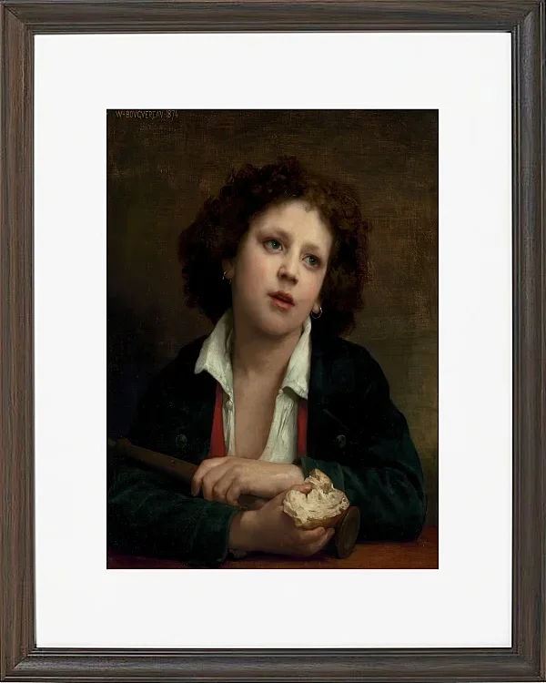 Italienisches Kind hält eine Brotkruste - 1874