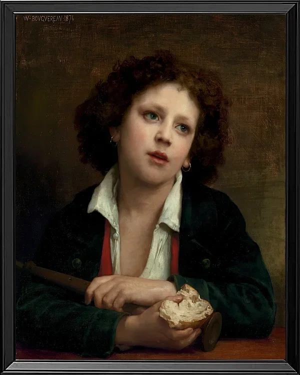 Italienisches Kind hält eine Brotkruste - 1874